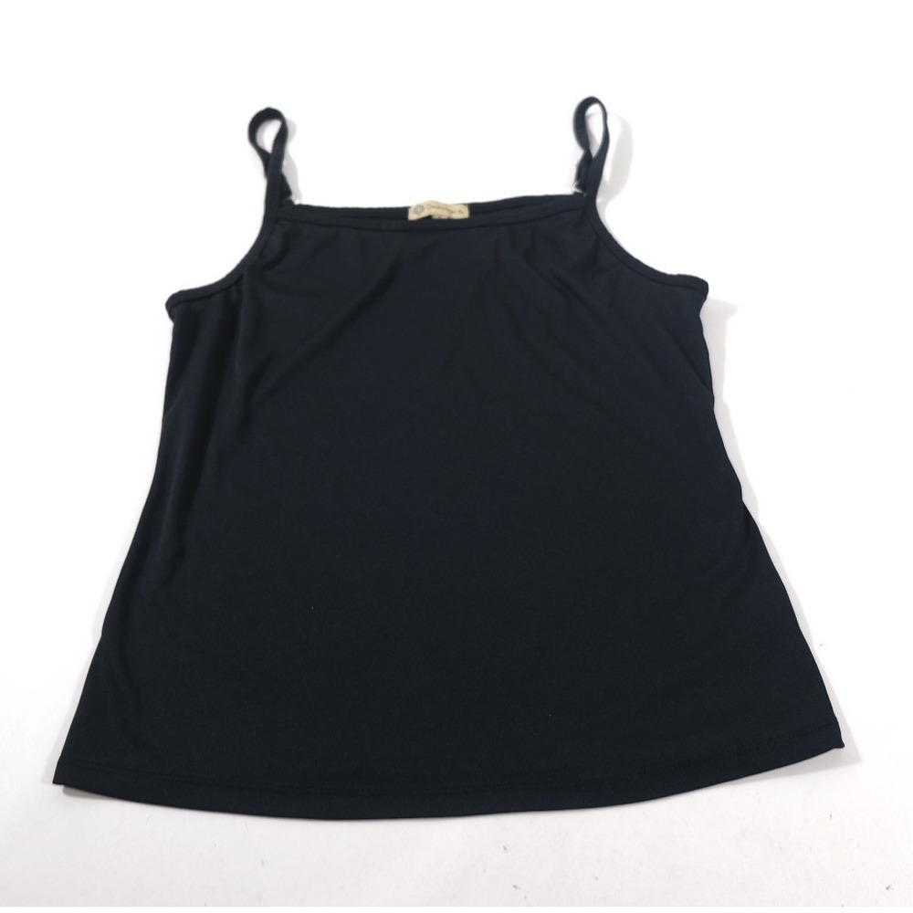 Democracy Cami Top Women L Black Sleeveless Square Neck Layering